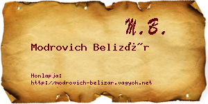 Modrovich Belizár névjegykártya